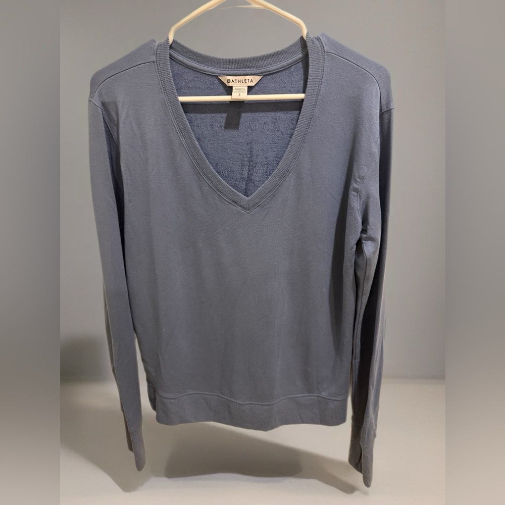 Athleta Blue V-Neck Sweatshirt